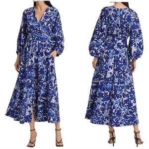 Lela Rose Tulip Crepe Floral Midi Dress